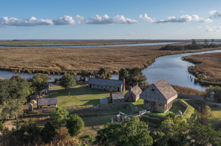 Aerial of Fort King George in Georgia.